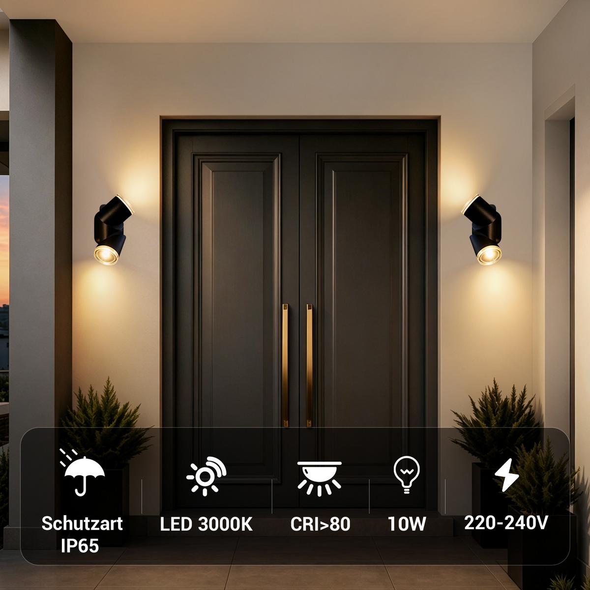 LED WANDLEUCHTE Hrisal 8/6.5/18 cm - Schwarz, Metall (8/6.5/18cm) - ZMH