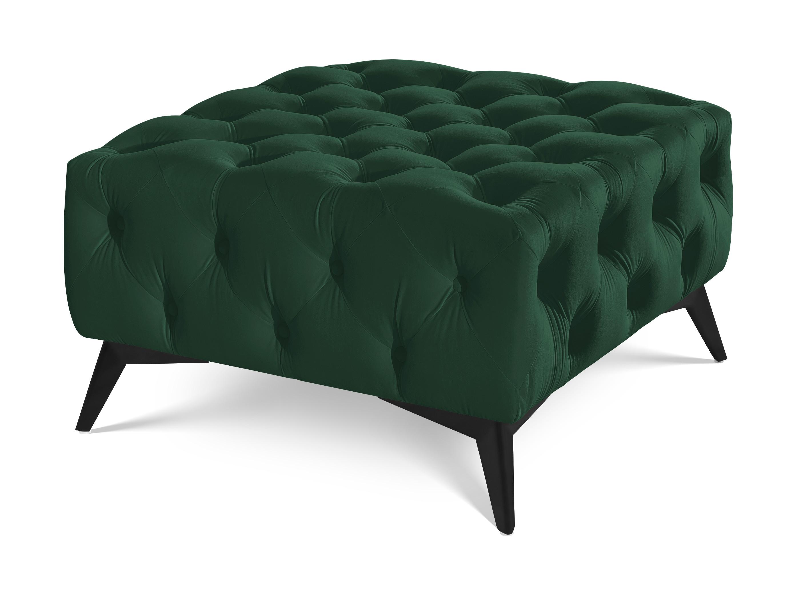 HOCKER Chesterfield Whitby Flaschengrün Samt mit schwarzen Füßen - Dunkelgrün/Schwarz, Holz/Textil (80/45/80cm) - S-Style Möbel