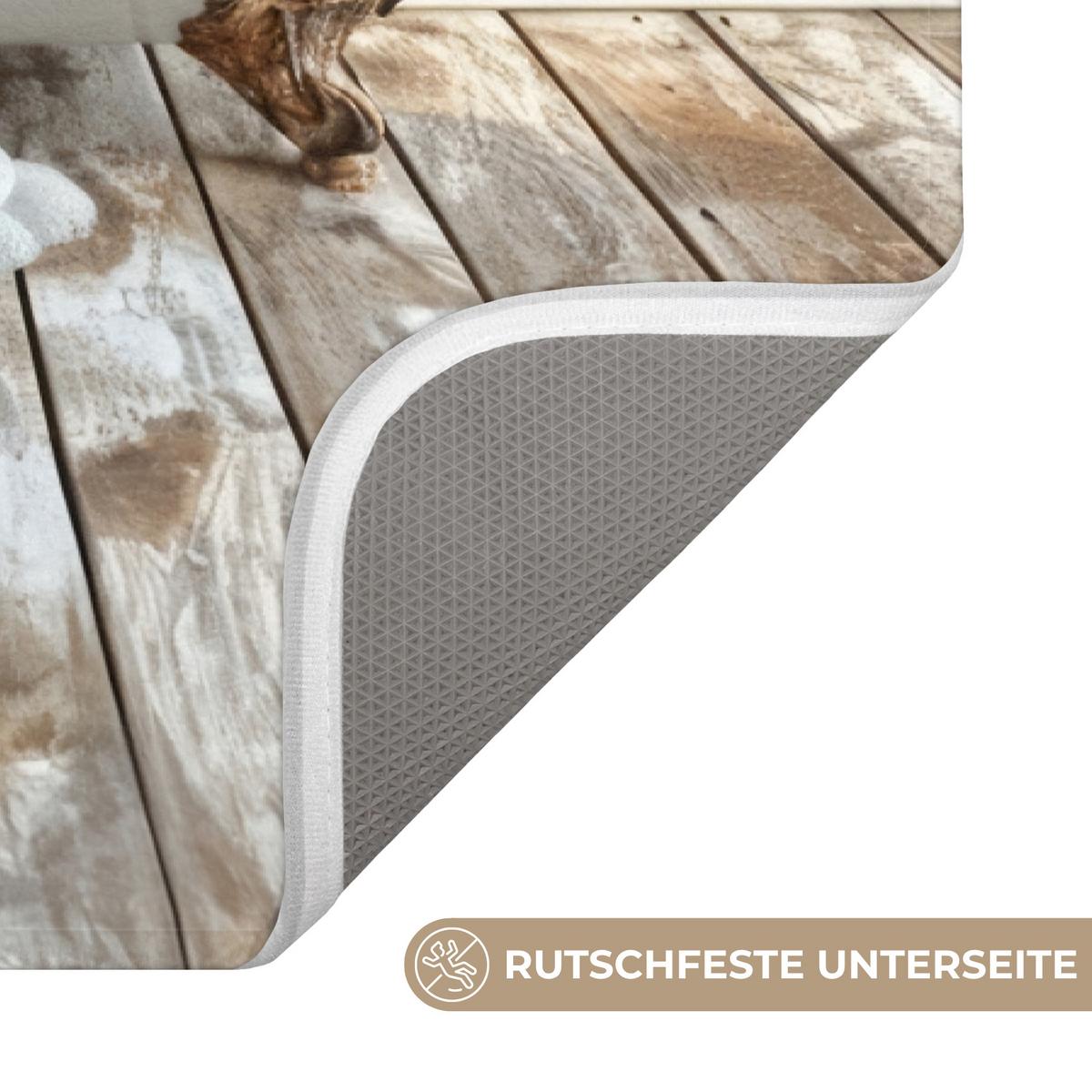 WC-VORLEGER Esel - Tiere - Badewanne - Schaumstoff WC Teppich 50x80 cm - Creme, Textil (50/1cm) - OnlyWow