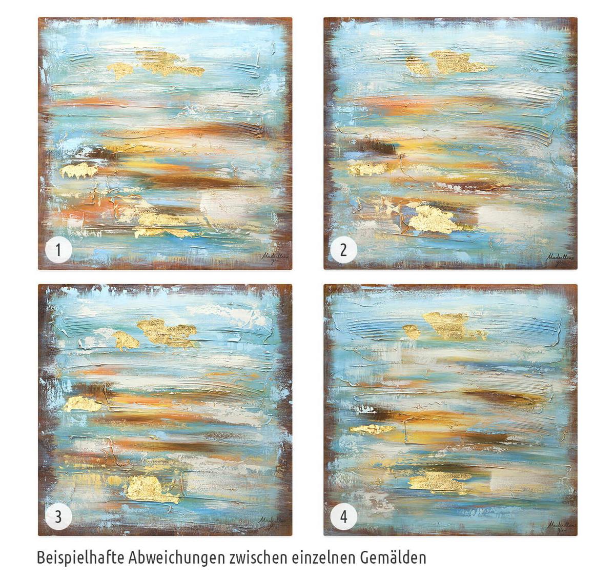 ACRYLBILD HANDGEMALT 60/60 cm - Blau/Braun, Holz/Textil (60/60cm) - KUNSTLOFT