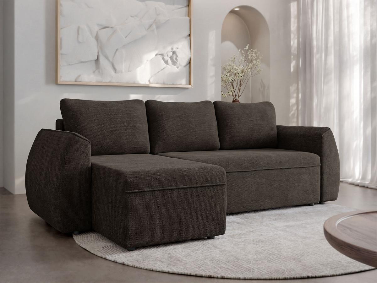 ECKSCHLAFSOFA Darlan - Dunkelbraun/Schwarz, Holz/Kunststoff (245/143cm) - MIRJAN24
