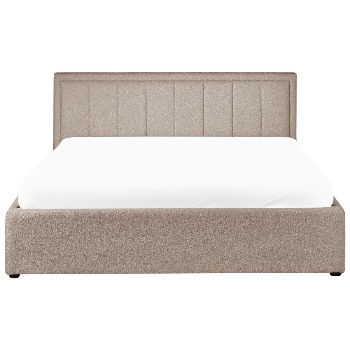 BETT mit Stauraum 160/200 cm Bouclé Taupe Montlaur - Taupe, Textil (160/200cm) - Beliani
