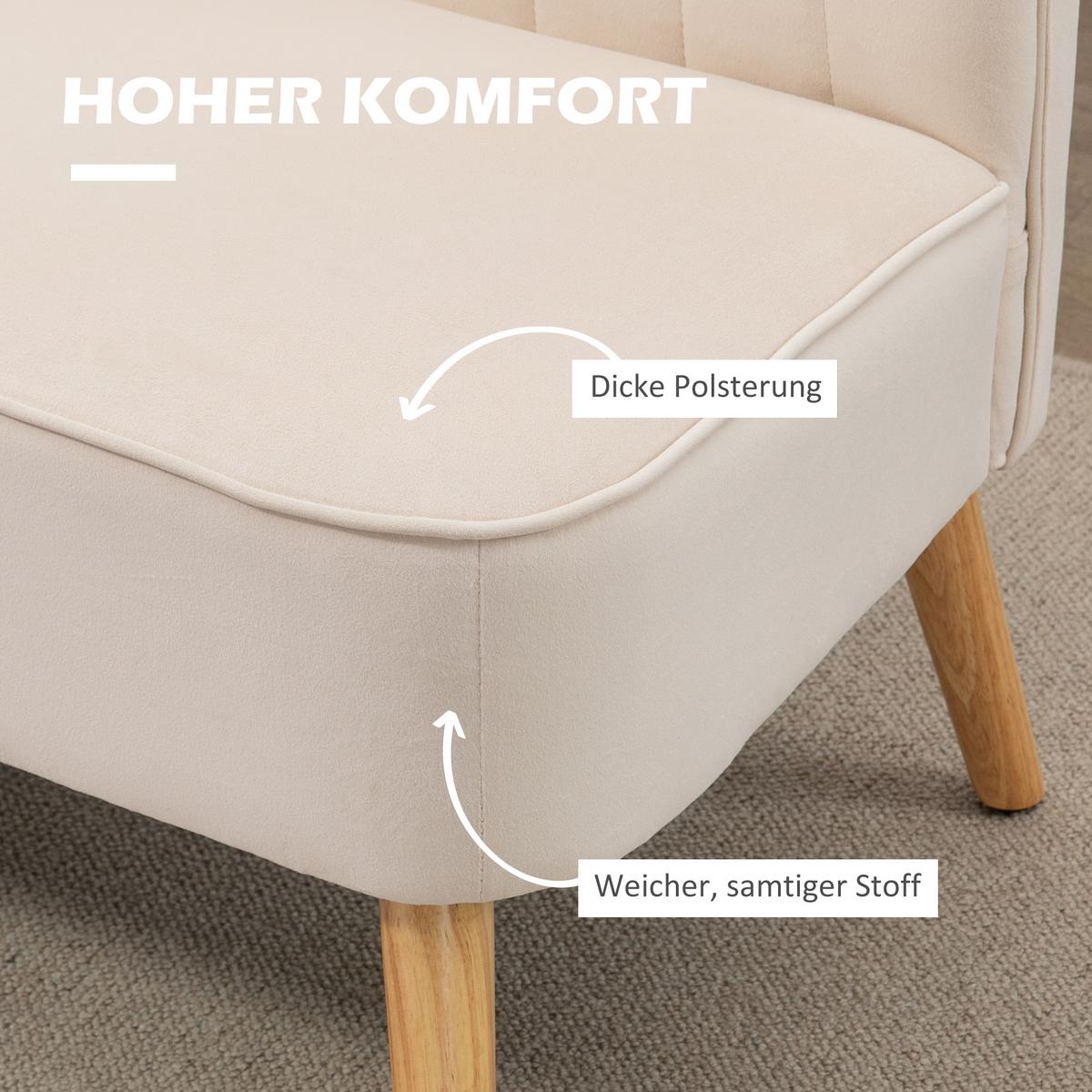 SOFA Polyester Cremeweiß - Dunkelgrau/Creme, Holz/Textil (56.5/77/117cm) - HOMCOM