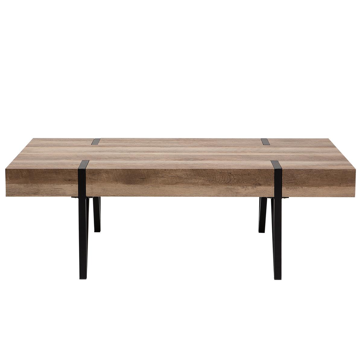 COUCHTISCH brauner Holzfarbton/schwarz rechteckig 60/110 cm Adena - Dunkelbraun/Schwarz, Holzwerkstoff (60/110/40cm) - Beliani