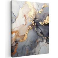 LEINWANDBILD Marmor - Schwarz - Gold - Weiß Room Decor 30x40 cm - Dunkelgrau, Textil (30/40cm) - MuchoWow