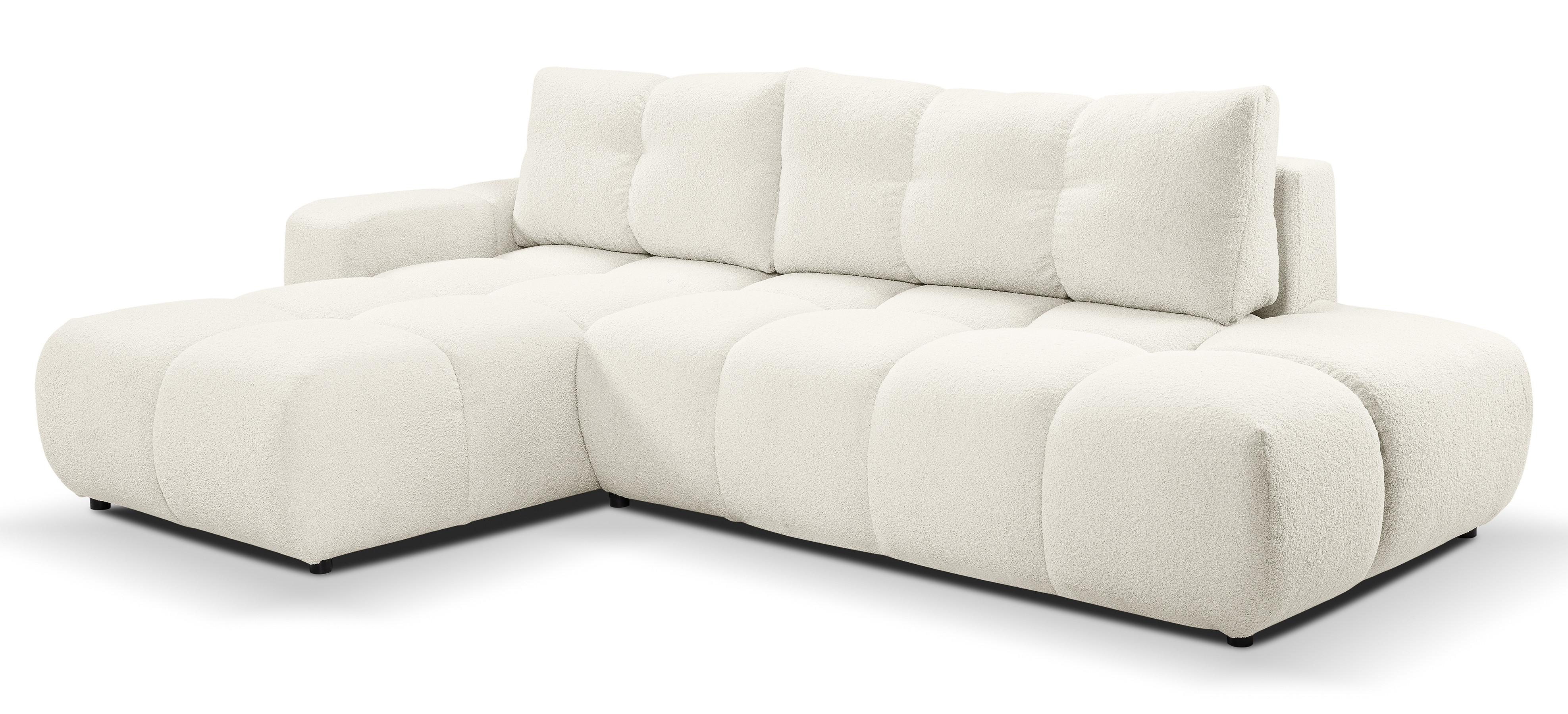 ECKSOFA L Form Hosio Cremeweiß 286/177/88 cm Links mit Schlaffunktion - Creme/Schwarz, Kunststoff/Textil (177/286cm) - AX Living
