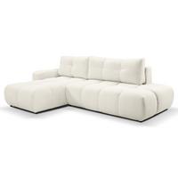 ECKSOFA L Form Hosio Cremeweiß 286/177/88 cm Links mit Schlaffunktion - Creme/Schwarz, Kunststoff/Textil (177/286cm) - AX Living
