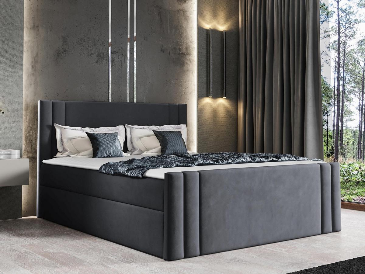 BOXBETT Carmen - H3 - Hellgrau, Holz (160/200cm) - MIRJAN24