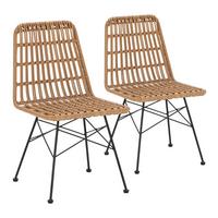 STUHL-SET 2 Aitana, Ratan/Schwarz - Schwarz, Kunststoff/Metall (48/85/61cm) - VS Venta-stock