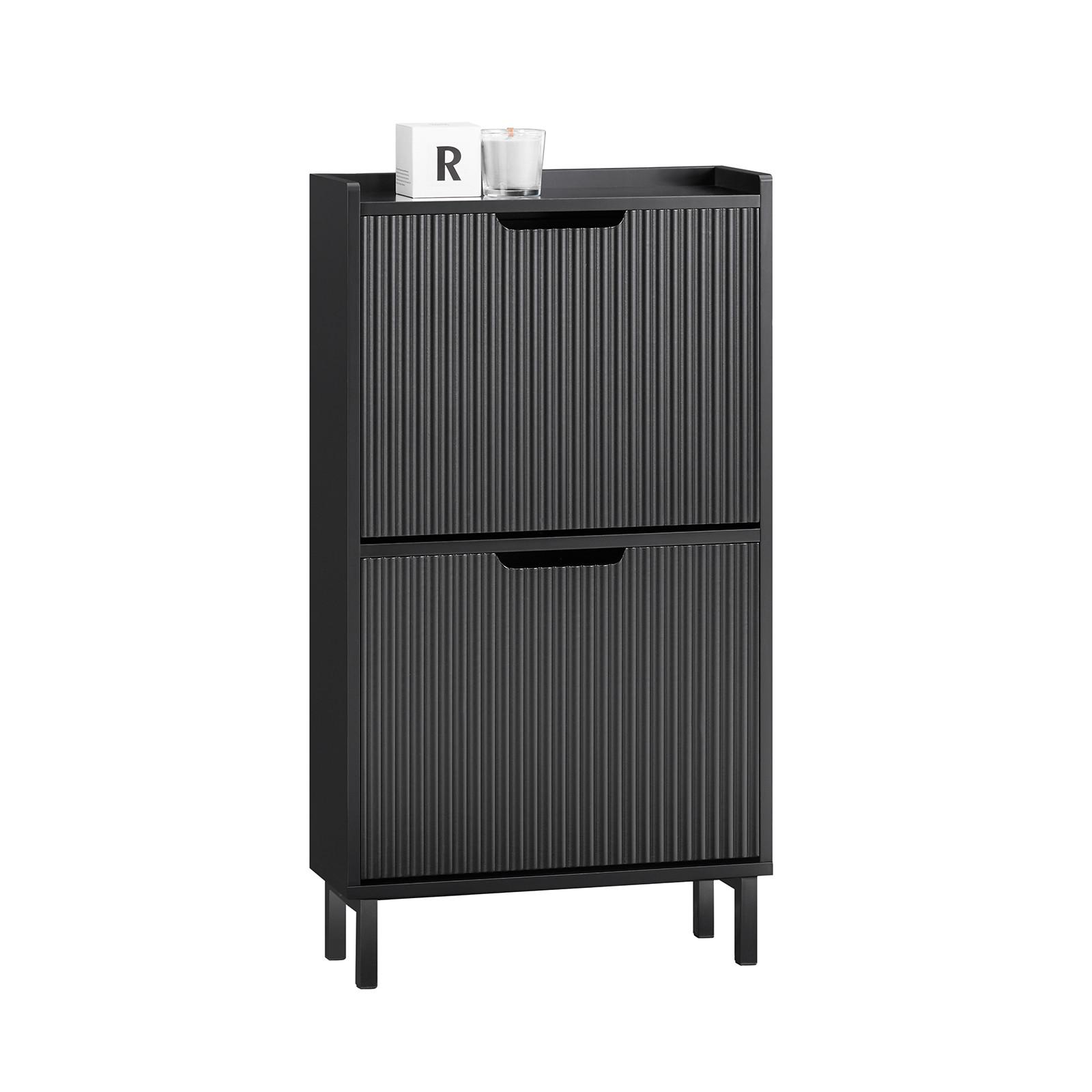 SCHUHSCHRANK Schwarz - Schwarz, Holzwerkstoff/Metall (50/90/19cm) - SoBuy