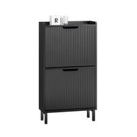 SCHUHSCHRANK Schwarz - Schwarz, Holzwerkstoff/Metall (50/90/19cm) - SoBuy