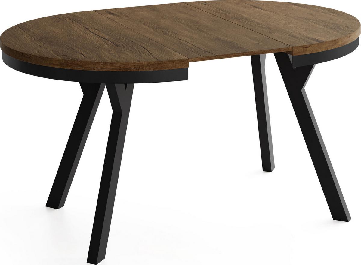 ESSTISCH Vero Neo rund ausziehbar verlängerbar, Eiche Braun Rustikal 80-130/80/77 cm - Alteiche/Schwarz, Holz/Holzwerkstoff (80/130/77cm) - WFL GROUP