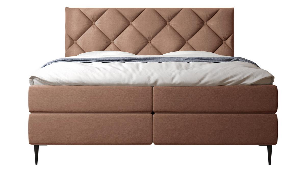 BOXBETT Letra - H3 - Chromfarben/Hellrosa, Holz/Textil (140/200cm) - MIRJAN24