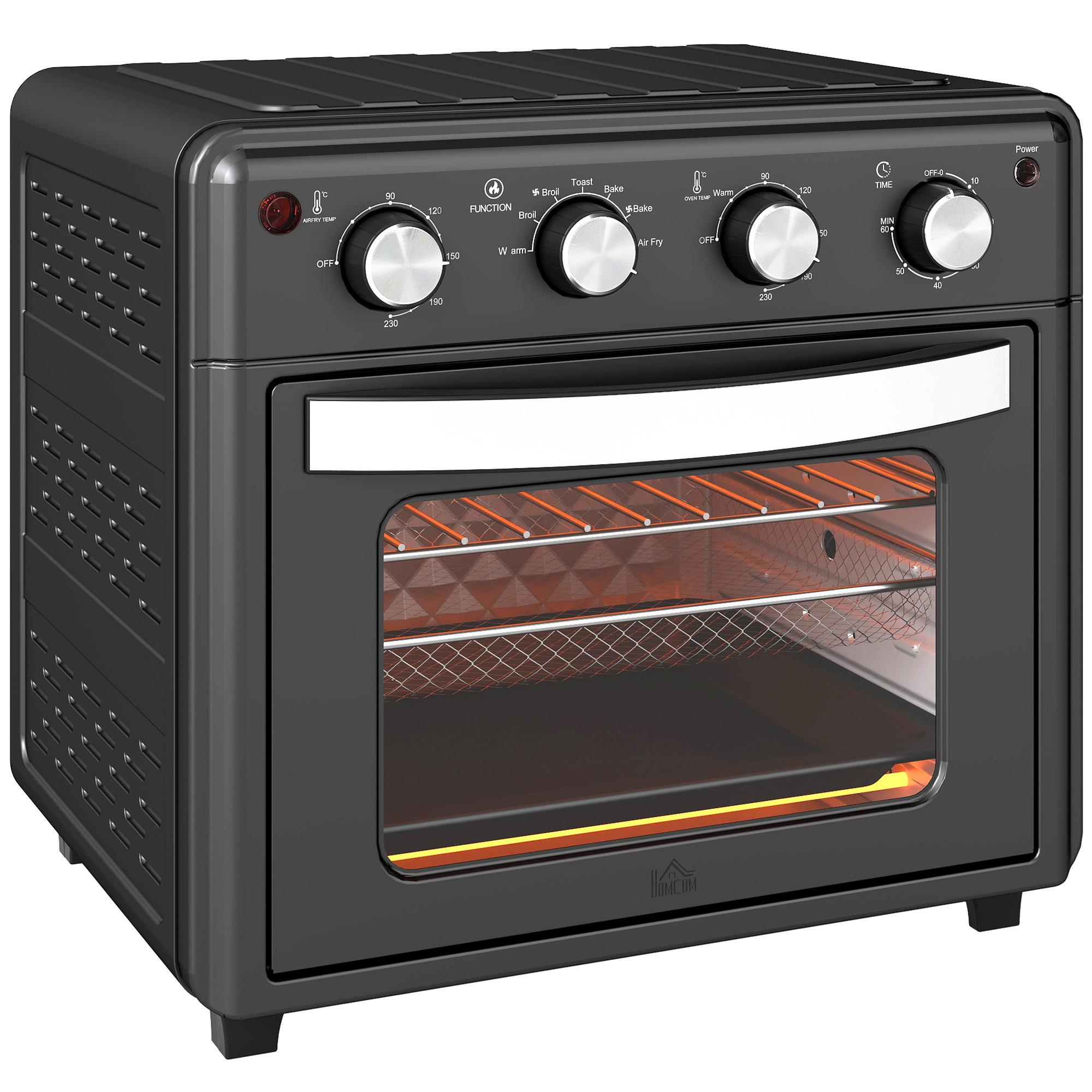 HEISSLUFTFRITTEUSE Stahl gehärtetes Glas Schwarz - Schwarz, Metall (43/39/39cm) - HOMCOM