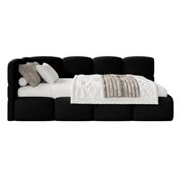 JUGENDBETT Cloudy Schwarz 120 cm, Easy-Clean-Velours - Schwarz, Kunststoff/Textil (120/200cm) - Selsey