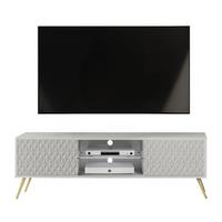 LOWBOARD Delvine 2T Weiß 135/45/31.6 cm – mit offener Ablage und Kabeldurchlass - Goldfarben/Weiß, Holzwerkstoff (135/45/31.6cm) - AX Living