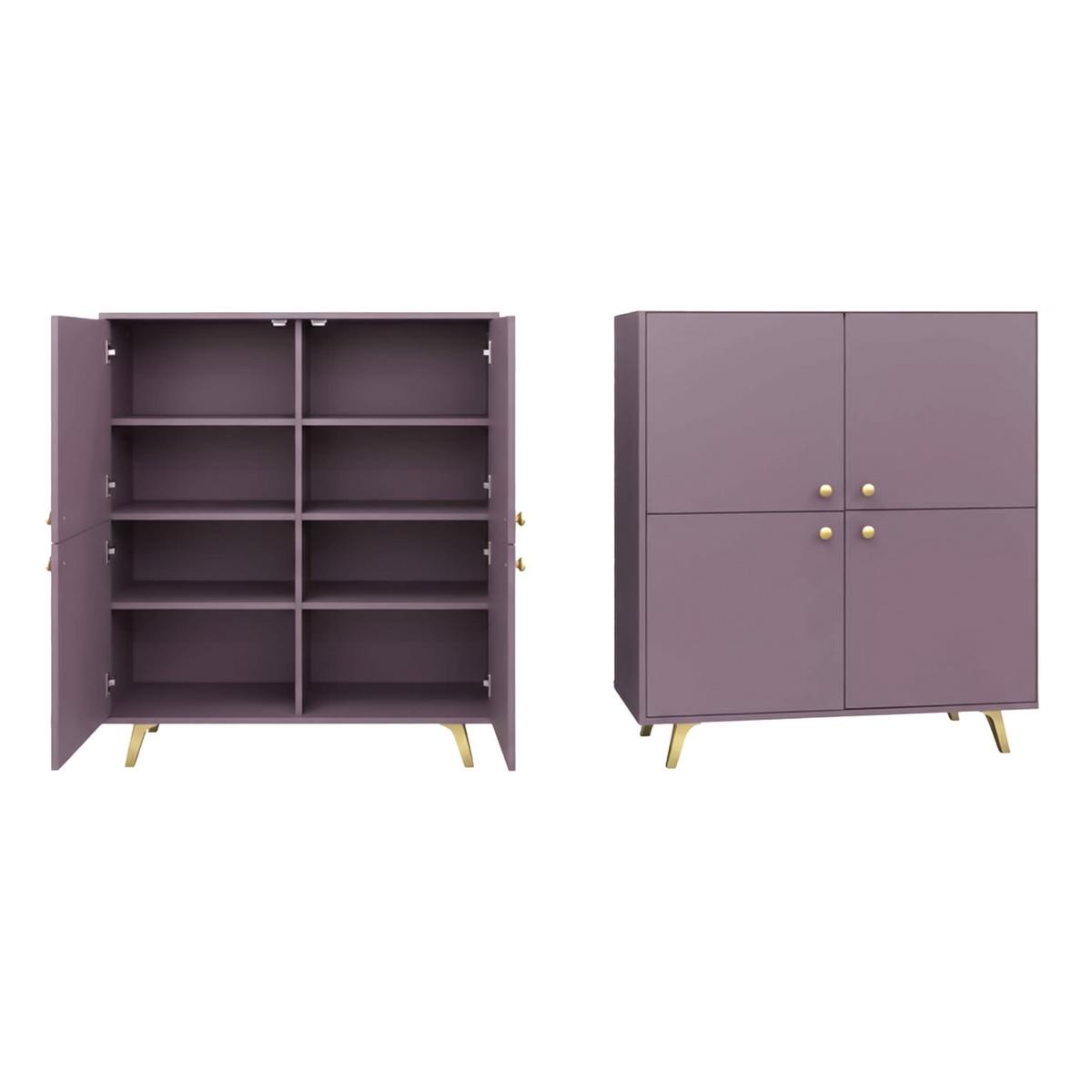 KOMMODE GALIO 140/86/41cm mit Schubladen 4 Türen Violett - Violett, Holzwerkstoff (140/86/41cm) - MASSENO