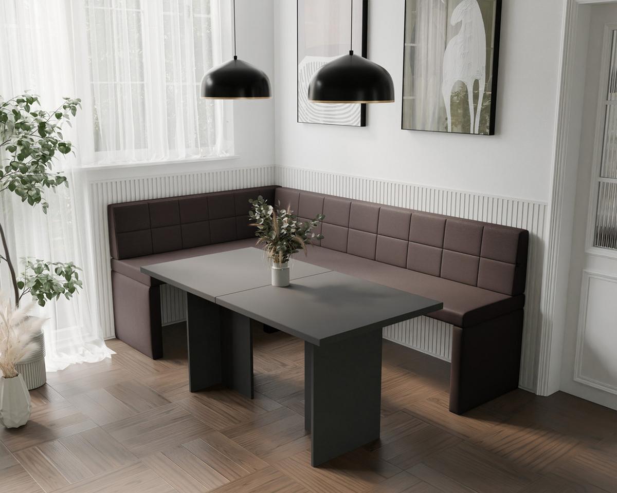 ECKBANK links MELVIN Kunstleder, 128/168 cm Braun - Braun, Holz/Kunststoff (128/168cm) - Idohome
