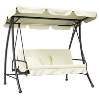 HOLLYWOODSCHAUKEL 2 in 1 mit Liegefunktion 3-Sitzer Gartenschaukel Cremeweiß - Creme, Metall (125/170/210cm) - Outsunny