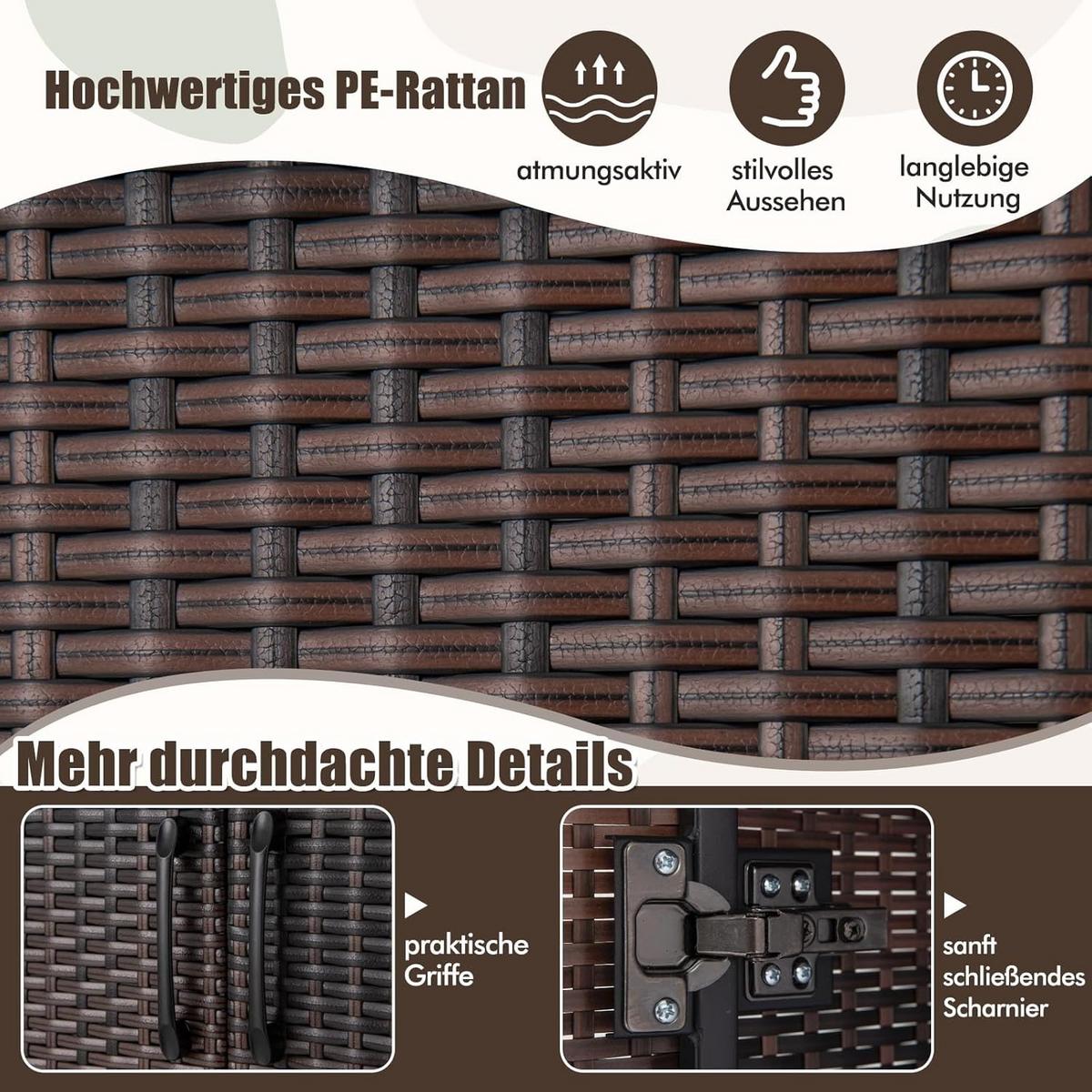 GARTENSCHRANK Braun - Braun, Kunststoff (72/157/50cm) - COSTWAY