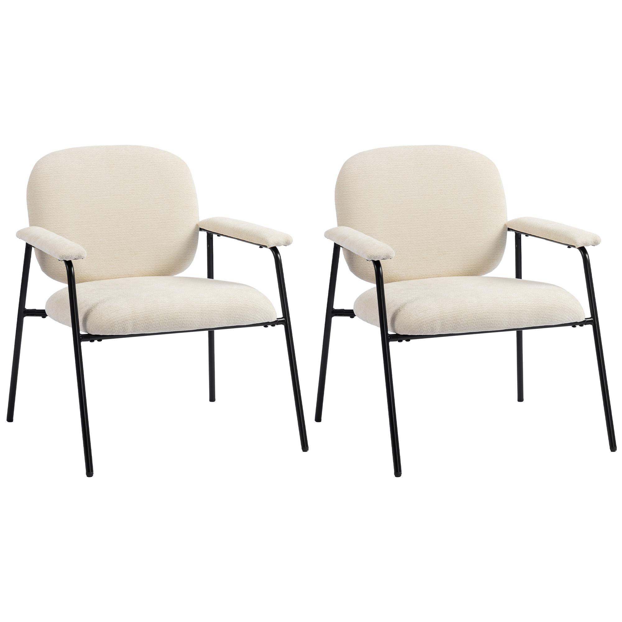 SESSEL 2er Set Polyester Cremeweiß - Creme/Schwarz, Textil/Metall (64/76.5/67cm) - HOMCOM