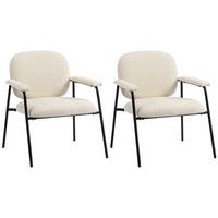 SESSEL 2er Set Polyester Cremeweiß - Creme/Schwarz, Textil/Metall (64/76.5/67cm) - HOMCOM