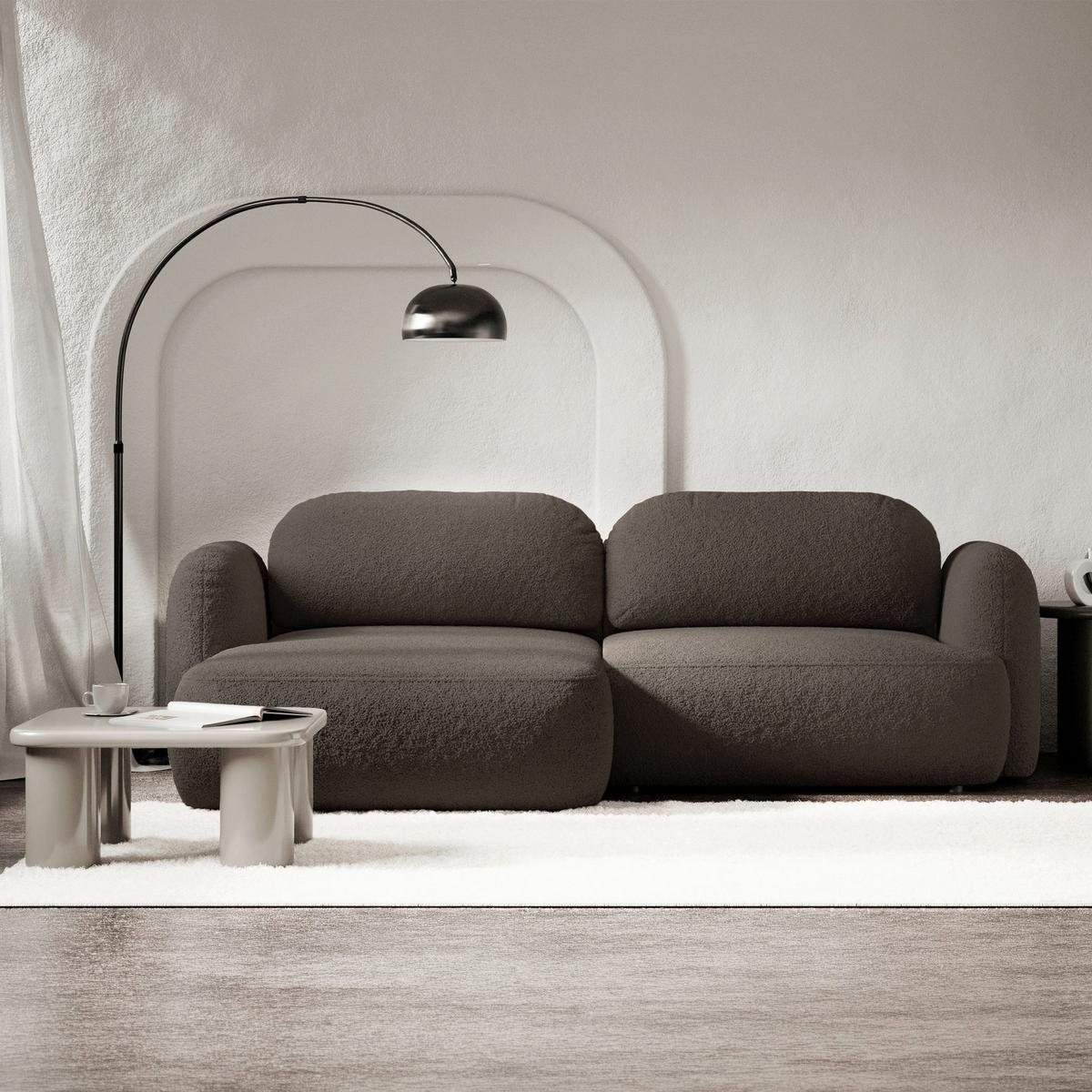 ECKSOFA Tvoya Braun Bouclé - Schwarz/Braun, Kunststoff/Textil (267/175cm) - Selsey