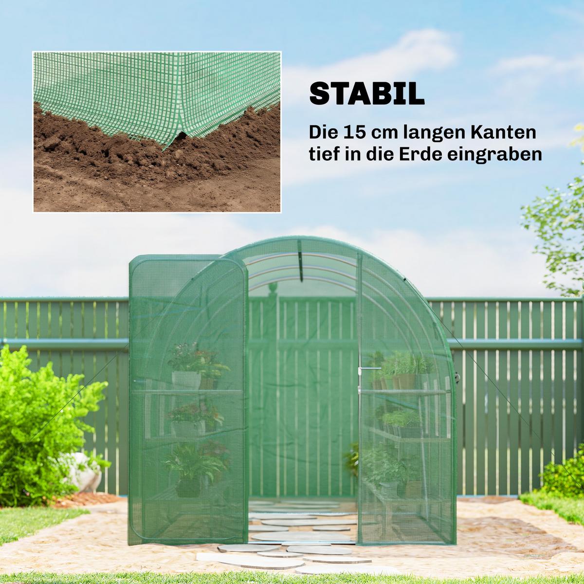 GEWÄCHSHAUS 3 x 2 x 2 m Foliengewächshaus mit Abschließbar Anschlag-Tür - Grün, Kunststoff (200/200/300cm) - Outsunny