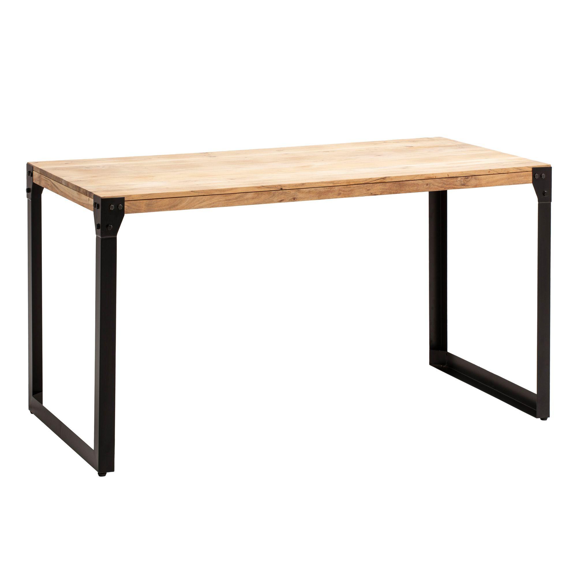 ESSTISCH Massivholz Metall Rechteckig Industrial, Akazie 120x60x76 cm - Schwarz/Akaziefarben, Holz/Metall (60/120/76cm) - KADIMA DESIGN