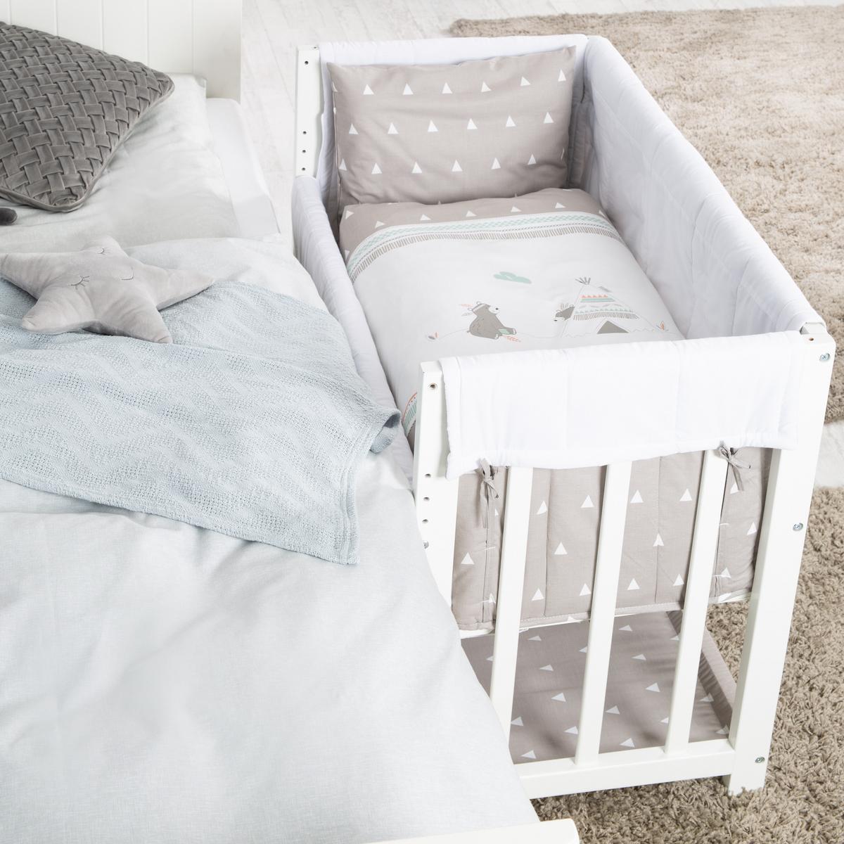 BEISTELLBETT Indibär 4in1 Set 90 x 45 cm - Taupe/Weiß, Holzwerkstoff (45/90cm) - Roba