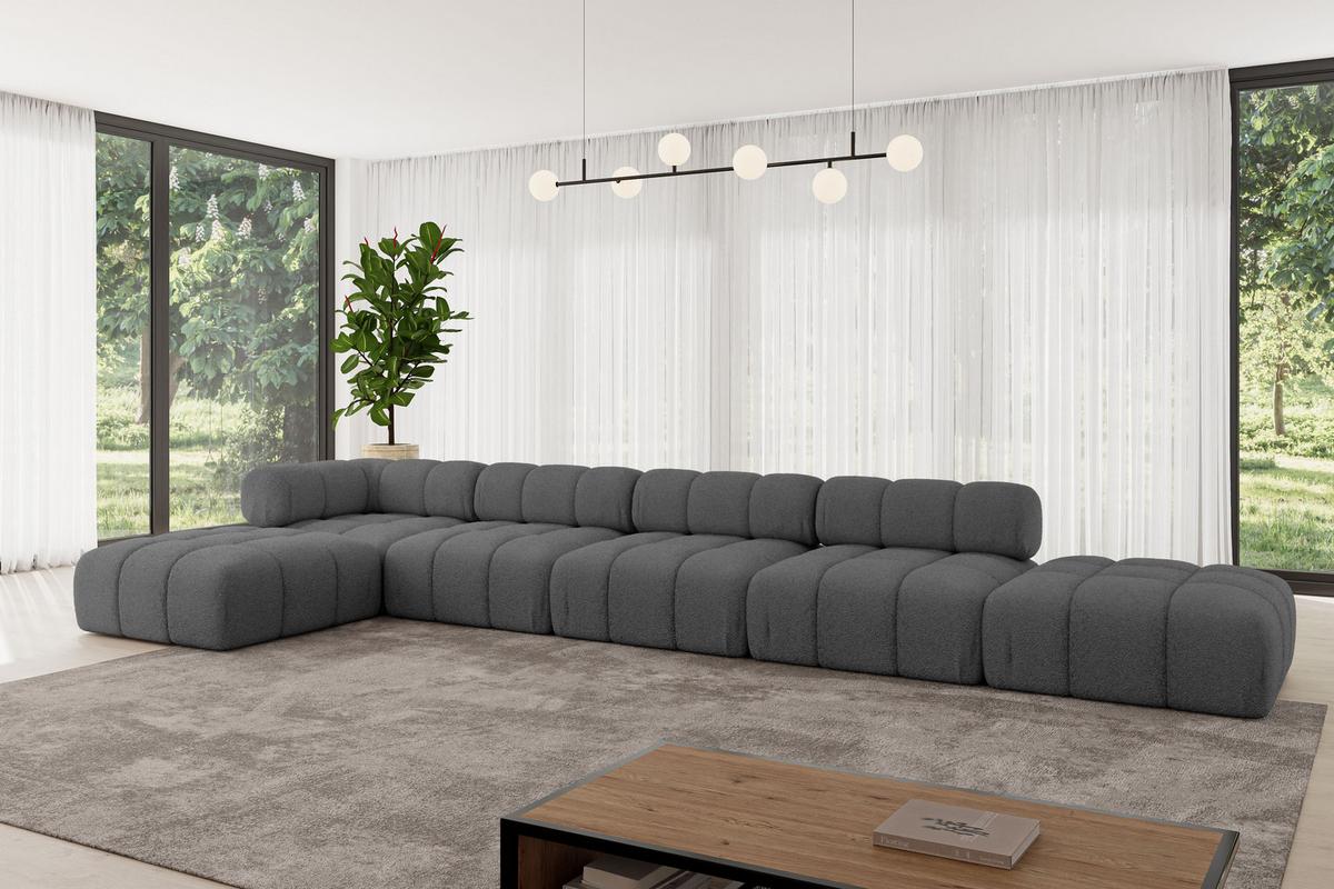 ECKSOFA modulares Sofa Kerru-L3 - 475x190x70 cm Grau Bouclé - Grau, Holzwerkstoff/Textil (475/190cm) - ALTDECOR