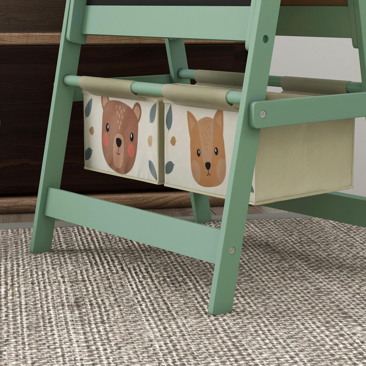 KINDERTAFEL, 3 in 1 Kinder Staffelei, Doppelseitige Standtafel mit Papierrolle - Grün, Holzwerkstoff (46.5/93/54cm) - AIYAPLAY