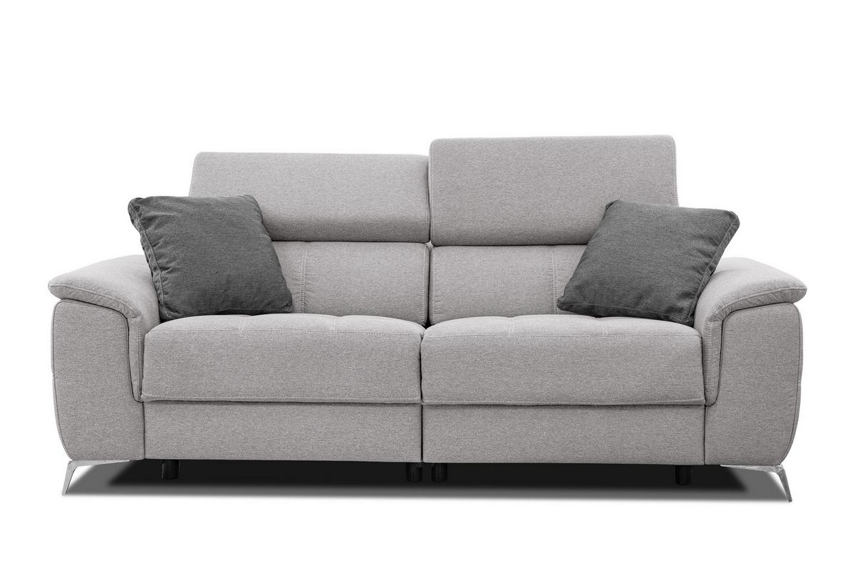 SOFA PLAUEN 3-Sitzer mit 2 Relaxfunktionen, hellgrau - Silberfarben/Hellgrau, Holzwerkstoff/Textil (214/83/105cm) - Wozimo