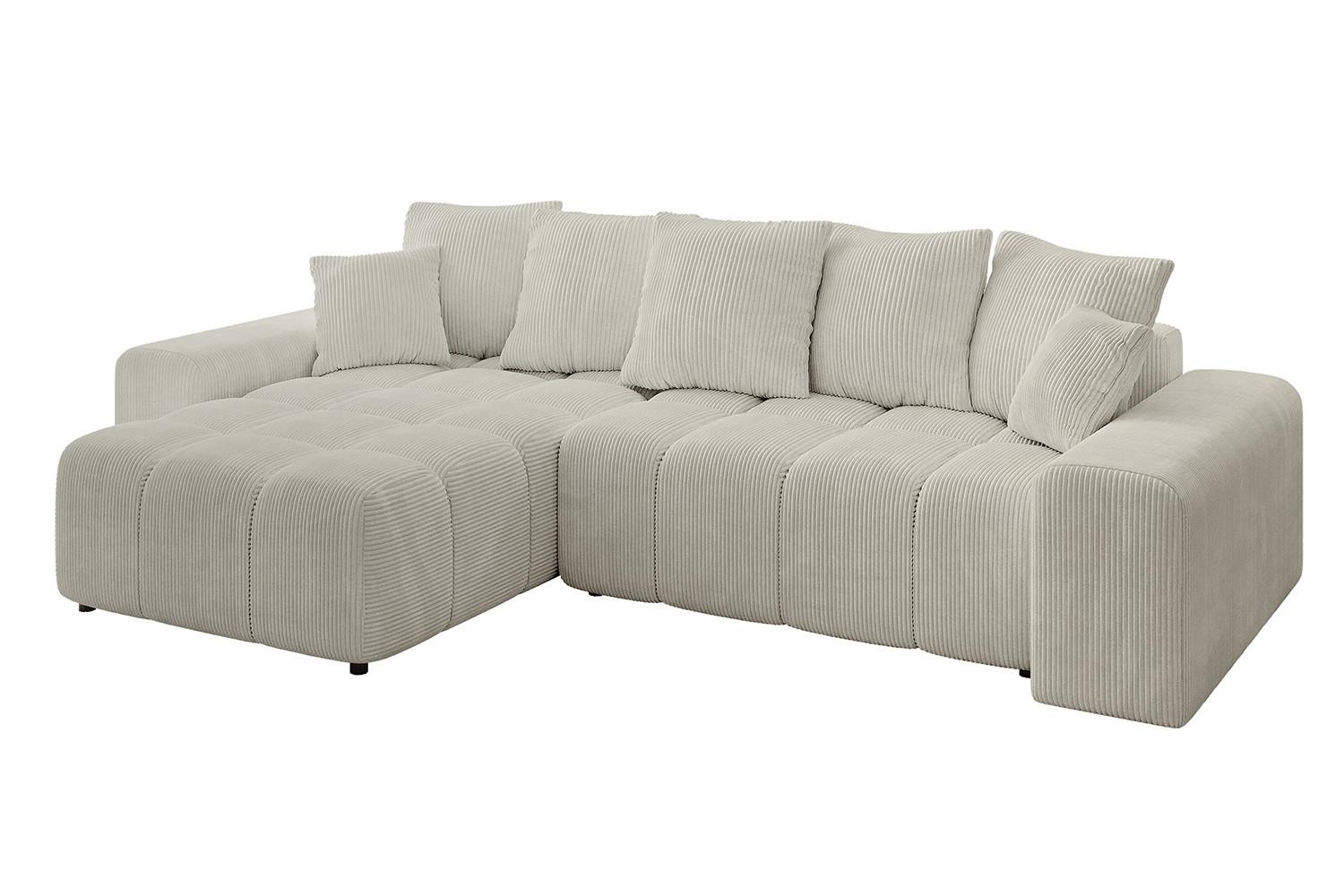 ECKSOFA Ottomane links ENIL-L 297x189x68 Creme Cord - Ecru/Creme, Holzwerkstoff/Kunststoff (297/189cm) - ALTDECOR