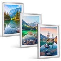 BILDER SET 3er Set - 40x60 cm Silberner Rahmen - Naturlandschaft der Bergseen - Silberfarben, Kunststoff (40/60cm) - TULUP