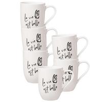 BECHER MIT HENKEL 'LA VIE EST BELLE' Statement weiß 290 ml 6er Set - Weiß, Keramik (0.29L) - Villeroy & Boch