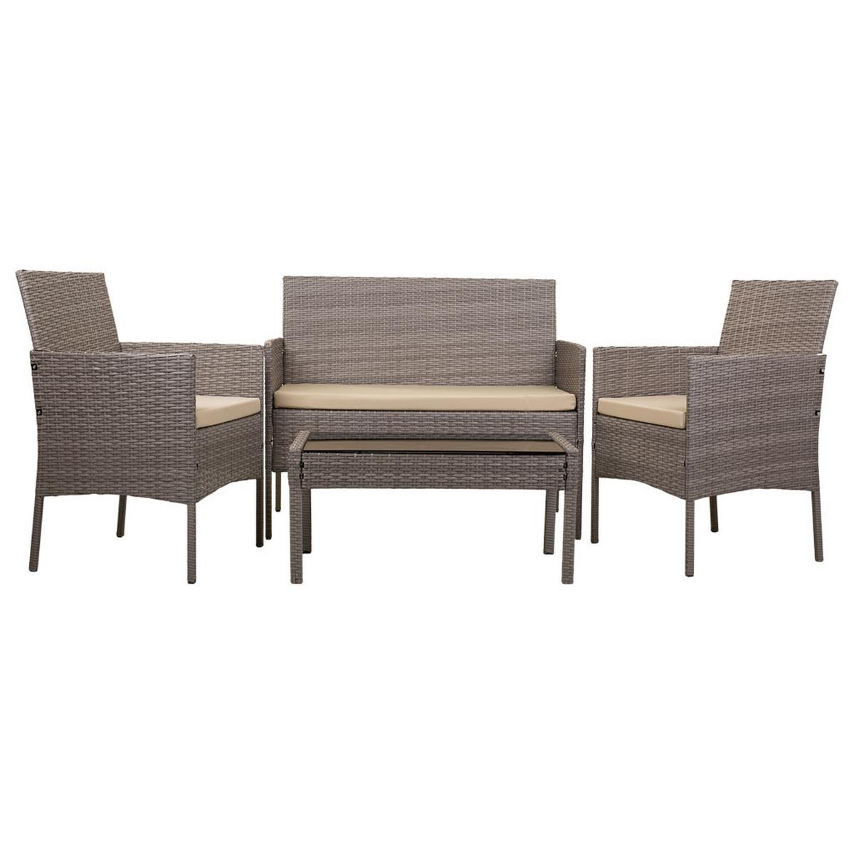 TISCH, SOFA und SESSEL, 4-tlg, grau - Grau, Naturmaterialien - Wanderlust