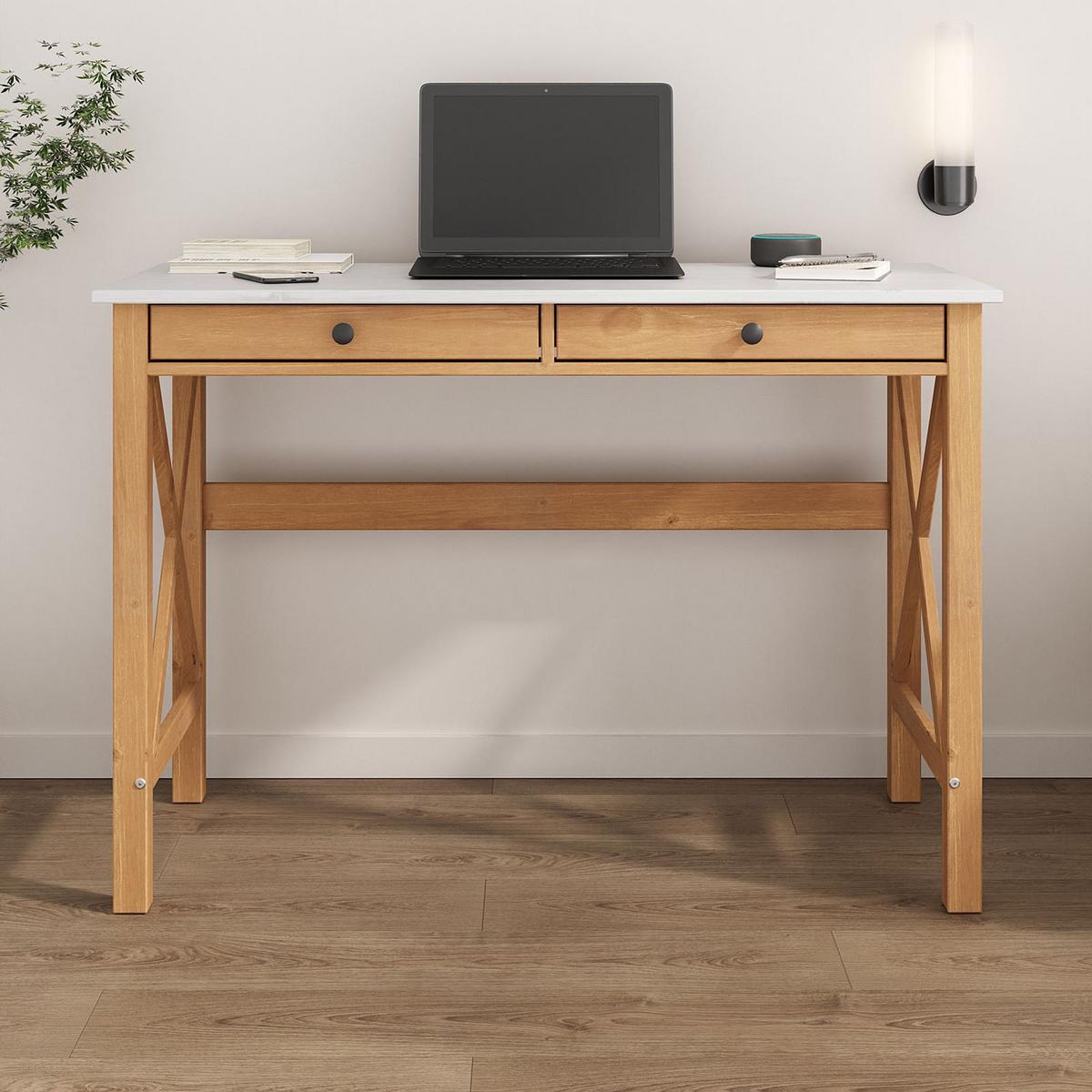 SCHREIBTISCH ADRIAN weiß/Eiche - Eichefarben/Weiß, Holz (50/110/76cm) - IDIMEX