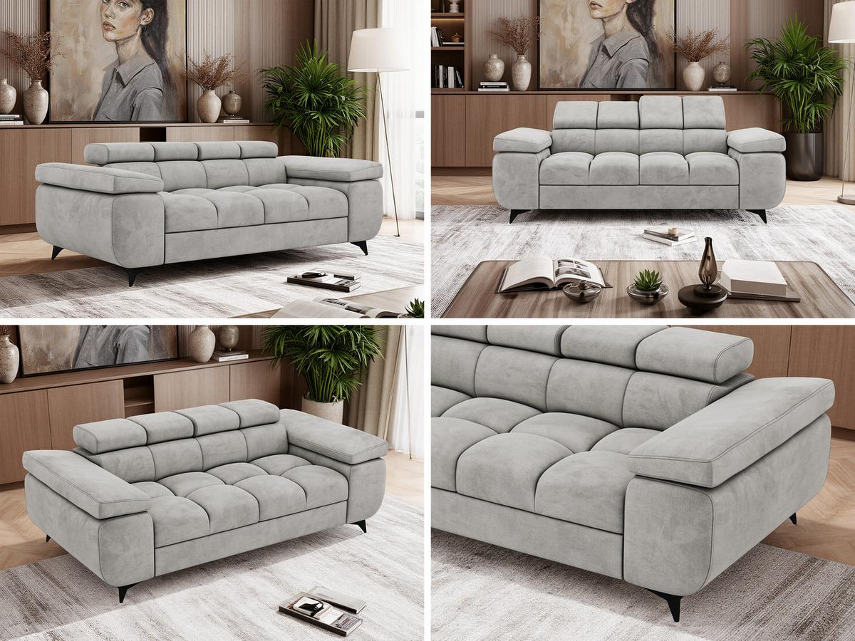 2-SITZER SOFA NIDELLO - Hellgrau Velvet - Hellgrau/Schwarz, Textil/Metall (194/70/97cm) - MKS