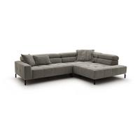 ECKSOFA OHIO Grau Cord - Schwarz/Grau, Textil/Metall (311/219cm) - KAWOLA