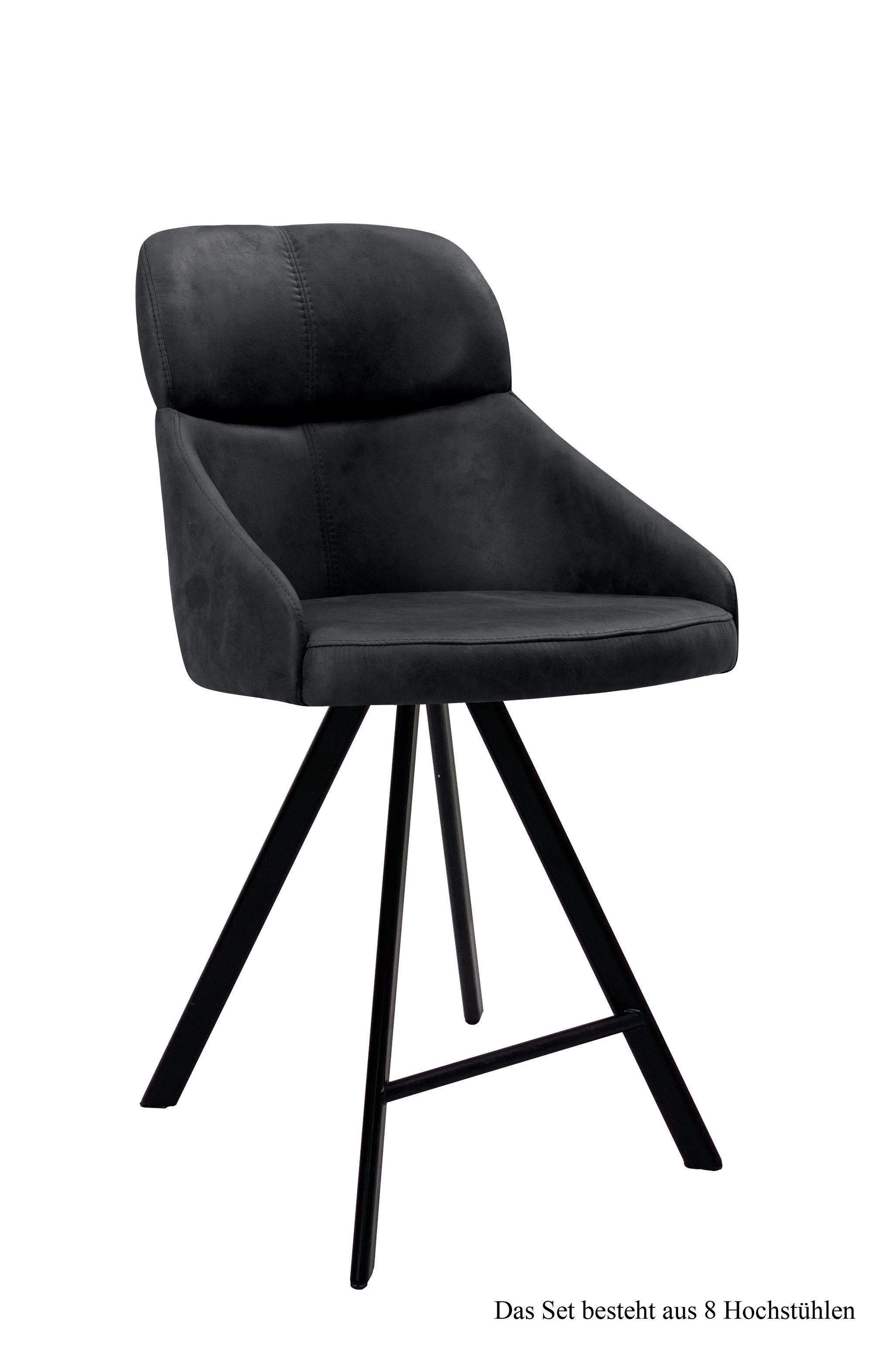THEKENSTUHL drehbar (8er-Set) Diljana 52x99x63 Schwarz/Anthrazit - Anthrazit/Schwarz, Kunststoff (63/99/52cm) - 58aufmkessel