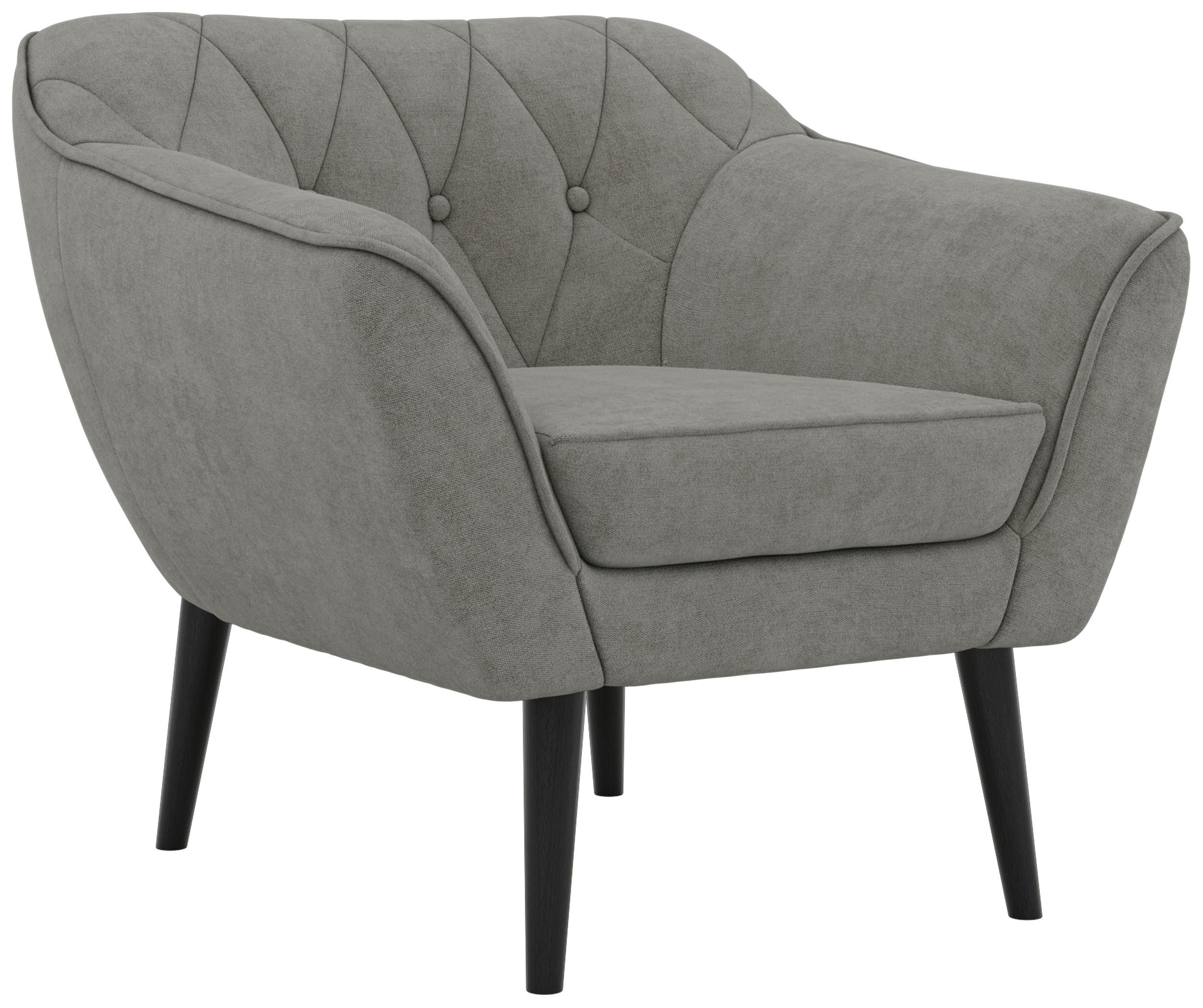 SESSEL PIRS - Grau Strukture - Schwarze Beine - Platinfarben/Schwarz, Holzwerkstoff/Textil (80/75/74cm) - MKS