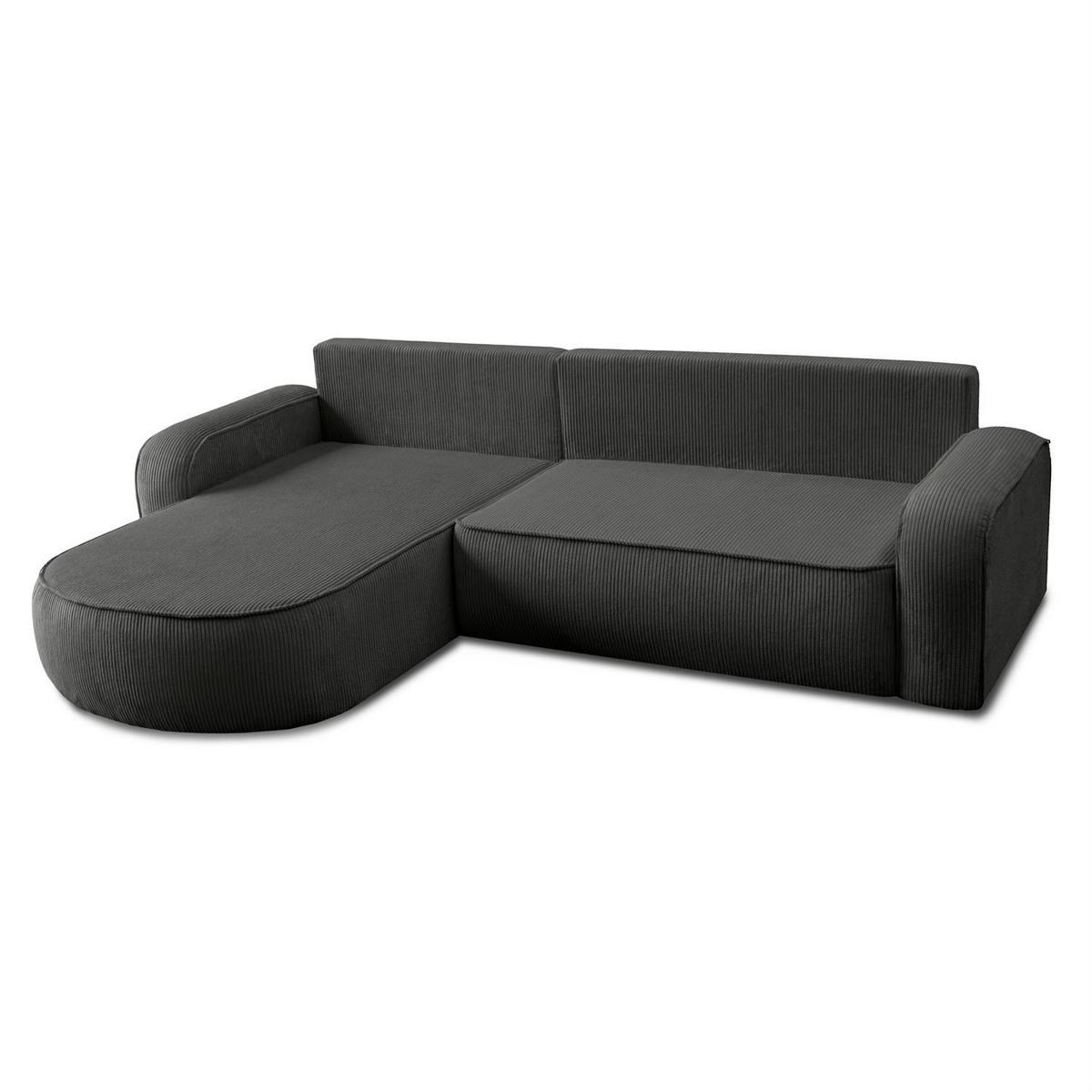 ECKSOFA VENUS mit Schlaffunktion und Bettkasten, Poso 34 - Dunkelgrau, Textil (275/178cm) - Lookway