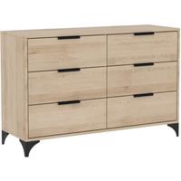 KOMMODE Home mit 6 Schubladen, 120 cm, mit Griffen, eiche Artisan - Schwarz/Eiche Artisan, Holzwerkstoff (120/80/40cm) - Beautysofa