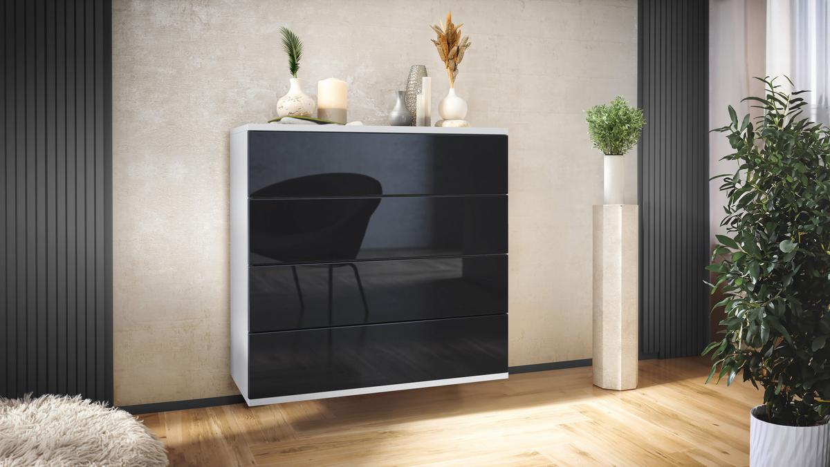 KOMMODE Pavos Schwarz Hochglanz - Schwarz Hochglanz, Holzwerkstoff (76/76/35cm) - Vladon