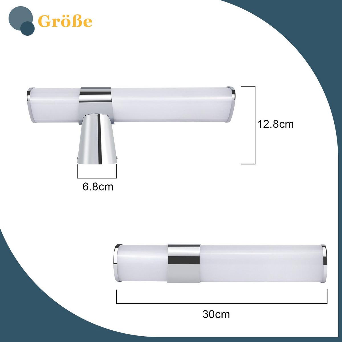 SPIEGELLEUCHTE WIESBADEN(1ER-SET) 30/6.8/12.8 CM - Chromfarben, Kunststoff (30/6.8/12.8cm) - Nettlife