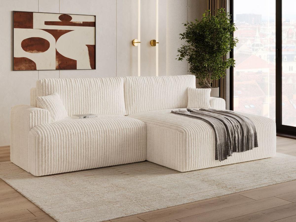 ECKSOFA Serene Creme Rechts - Creme, Holz/Textil (145/259cm) - Graingold