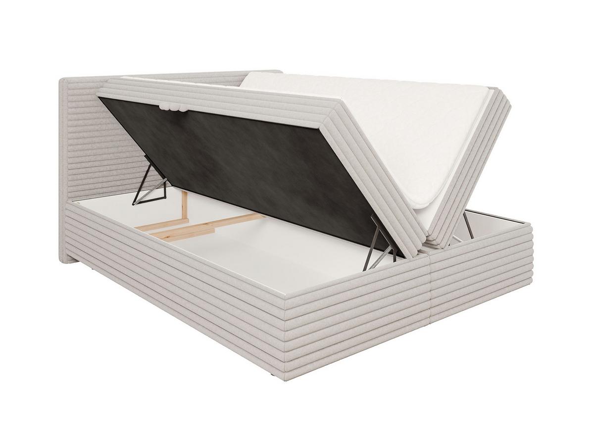 BOXBETT Roma 160/200 cm Hellgrau Plüschcord - Hellgrau/Schwarz, Holz/Kunststoff (160/200cm) - S-Style Möbel