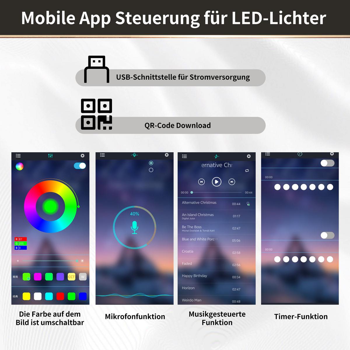 HIGHBOARD in Schwarz mit LED & Schiebetüren - Dunkelblau, Holzwerkstoff (115/175/40cm) - Urban Meuble