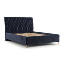 POLSTERBETT Lira 160/200 cm Marineblau im Lotta Stoff - Naturfarben/Dunkelblau, Holz/Holzwerkstoff (160/200cm) - AltaBeds